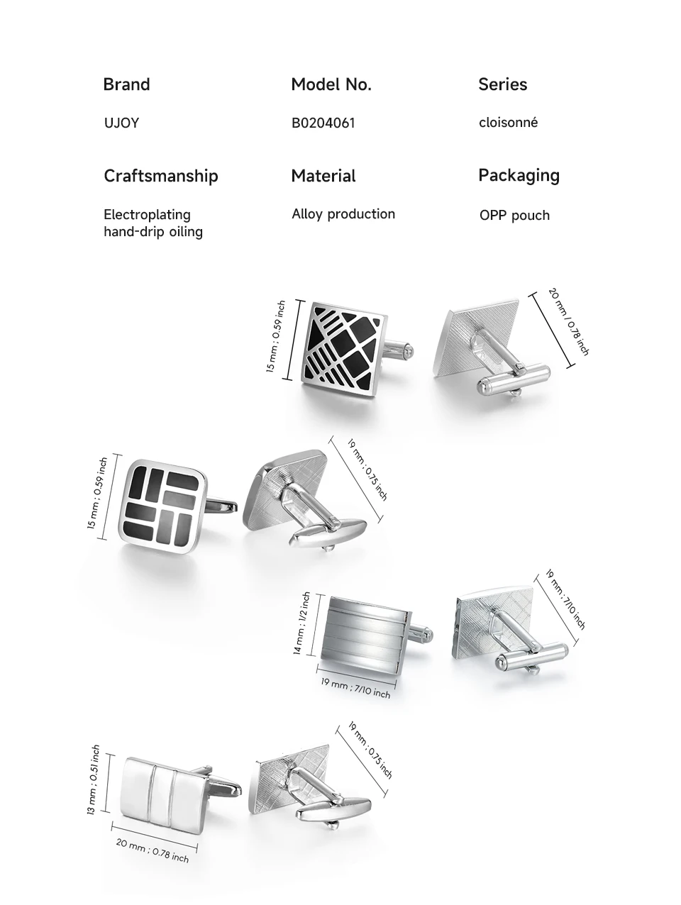 Luxury Cufflinks Set for Men - 4 Pairs Wedding Groomsmen Gift with Box