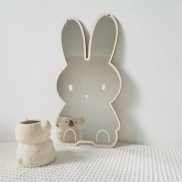 Charming and versatile Nordic Rabbit Bear Shaped Mirror for home decor and baby room decoration