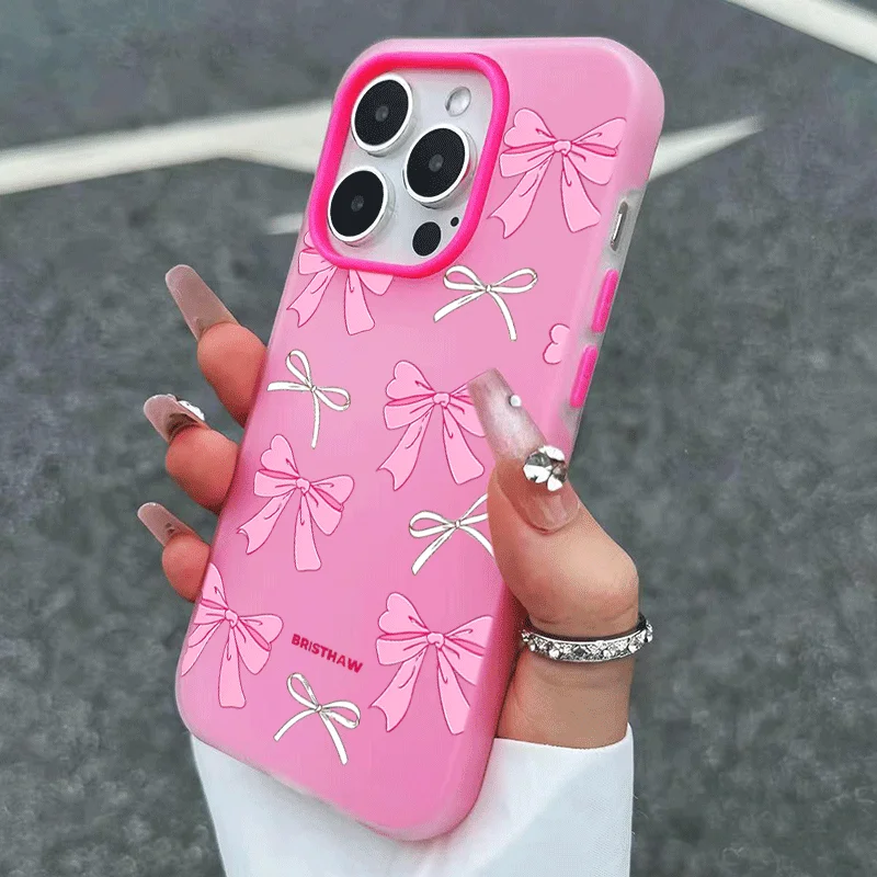 Chic Pink Bow Pattern 2-in-1 Phone Case Cover