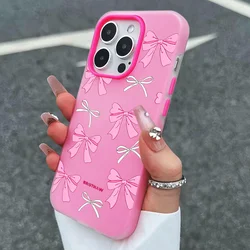 Chic Pink Bow Pattern 2 - in - 1 Phone Case Cover - Galaxy S23+ (Rose red)