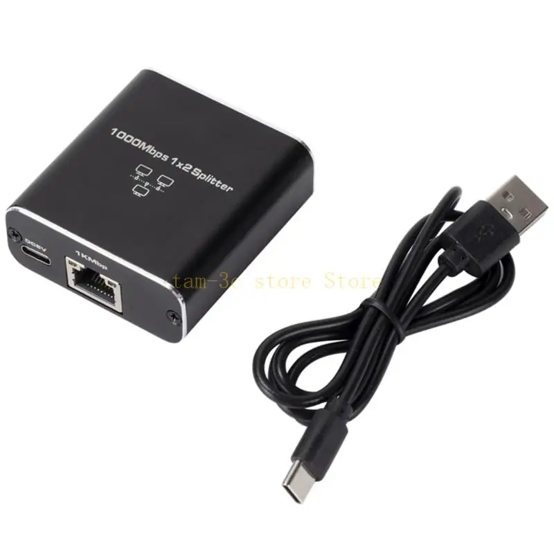 

Ethernet Splitter, RJ45 Ethernet Splitter 1 to 2, 1000Mbps Rj45 Extension Connector USB TypeC 5V Power Cable