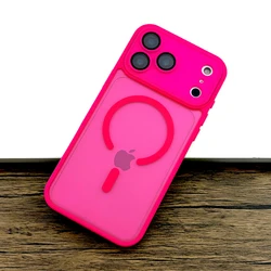 Luxury Matte Translucent iPhone Case with MagSafe Charging Compatibility - iPhone 15 (Red)