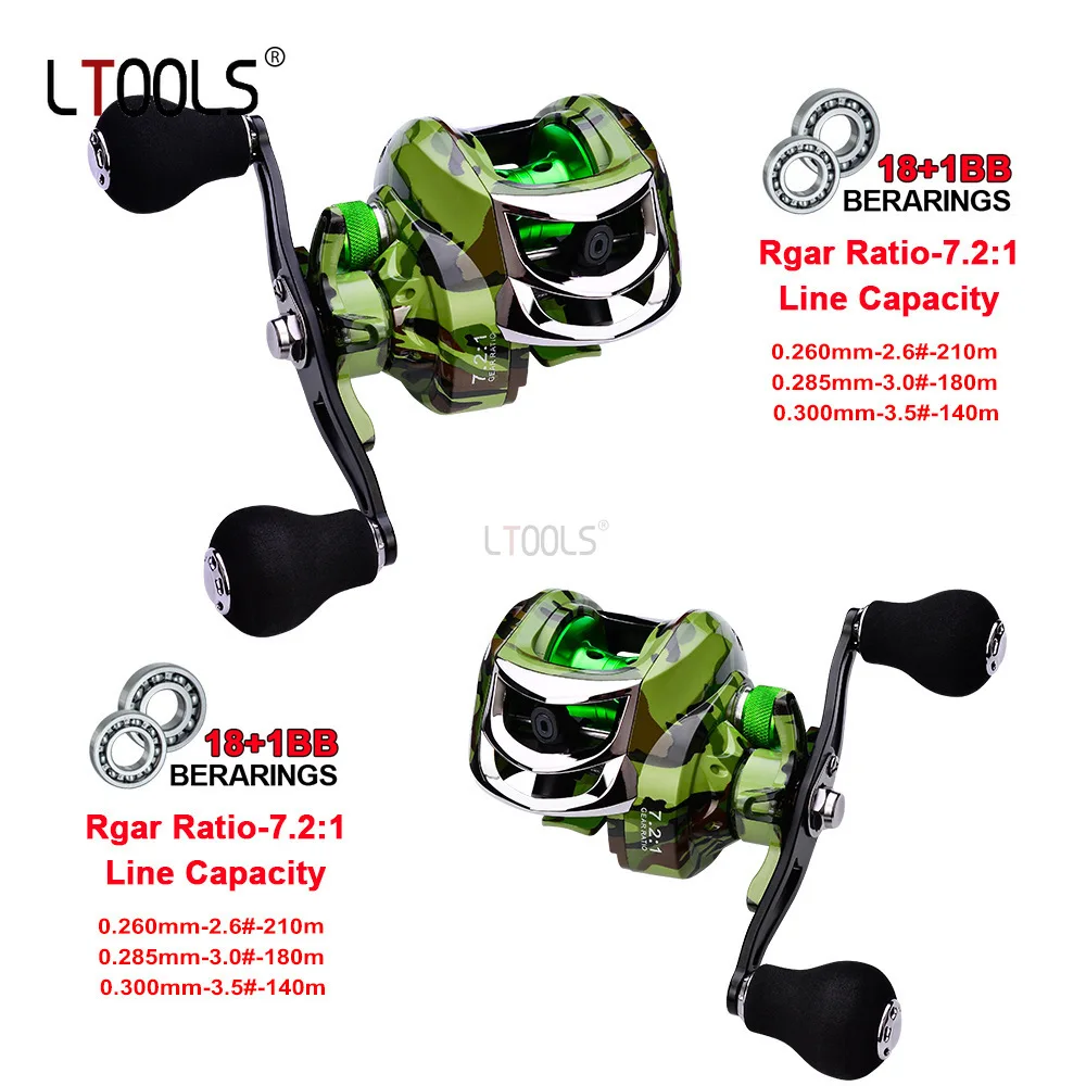 

Baitcasting Reels Super Smooth Ultralight 18+1 BB 10 Magnet Braking System 10KG Max Drag 7.2:1 Gear Ratio Bait Casting Reel