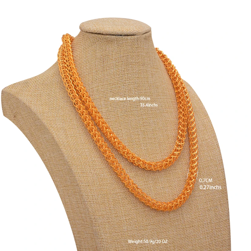 طقم مجوهرات للنساء مطلي بالذهب مع قلادة وقلادة مجو...