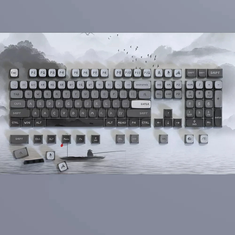 Asa Xda-leite Keycaps Conjunto Teclado Transparente Pbt Couro Duplo Sublimação Quente 108 Deep Mountain Nevoeiro - Imagem 6
