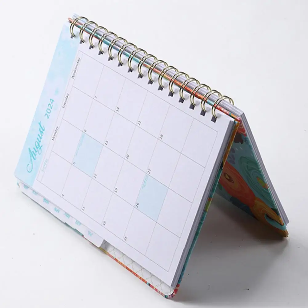 

High-quality Paper Planner Floral Print 2024 Monthly Planner Exquisite Coil Design Schedule Book for Home Office Stay Organized
