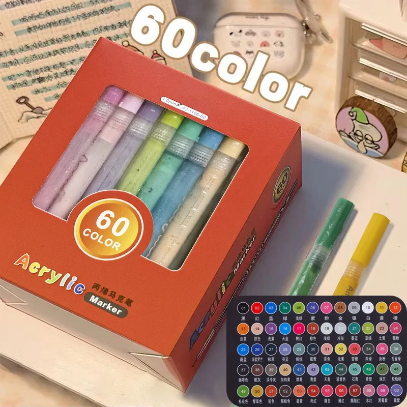 12/24/36/48/60 색상 아크릴 페인트 마커 세트 아트 마커 페인팅 펜 낙서 스톤, 디스크, 휴대 전화 케이스 신발 유리