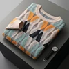 New Men 100% Pure Cashmere Wool Soft Sweater O-neck Twisted Contrasting Pullover Autumn Winter Casual Thick Basis Large Size Top 4