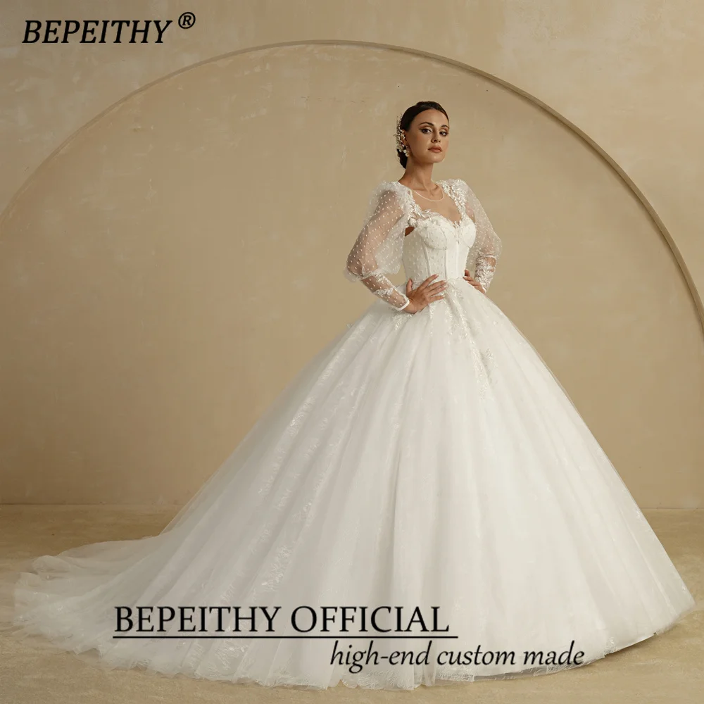BEPEITHY Customized Princess Wedding Dresses 2022 For Women Sweetheart Ball Gown Bridal Dress With Jacket Court Train Vestidos 4