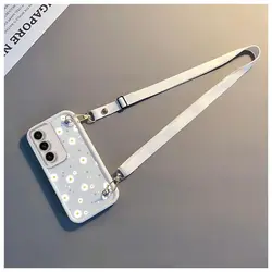 White Flower Lanyard Phone Case - New Sky Eye Design - Galaxy S30 Ultra (003 - GS02 - White)
