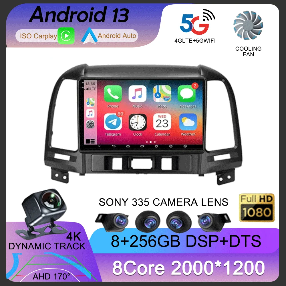 

Android 13 DSP Car Radio Multimidia Video Player Navigation GPS For Hyundai Santa Fe 2 2006 - 2012 2din Head Unit Carplay NO DVD