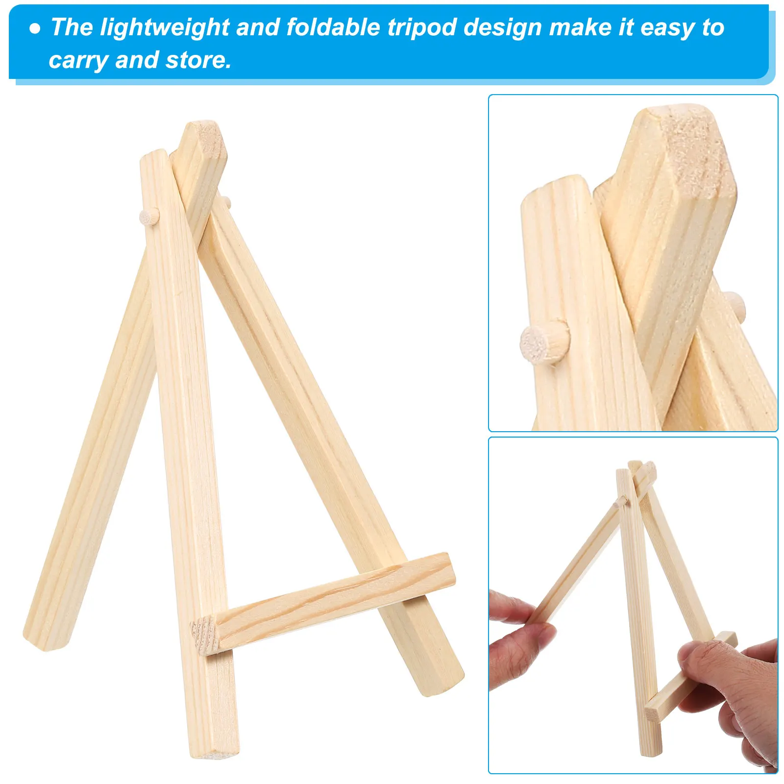4Pcs Wooden Art Easel Portable Foldable Tripod Display Stand Holder Artist Tabletop Display Wood Mini Easel Frame for Painting