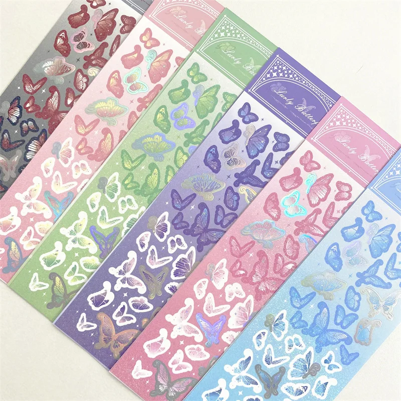 

Kawaii Butterfly Laser Sticker DIY Scrapbooking Happy Planning Photo Album Deco Stickers Cute Korean Stationery Christmas Gift