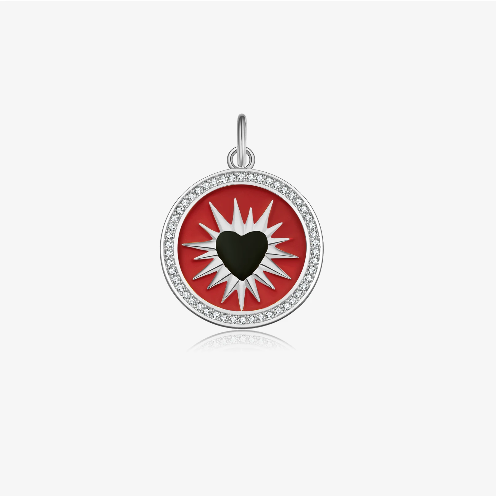 925 Sterling Silver Gold Red Heart Round Pendant Fine Jewelry Gift Colorful Spring Enamel Rainbow Rock Punk Wedding pendant necklace silver pendant