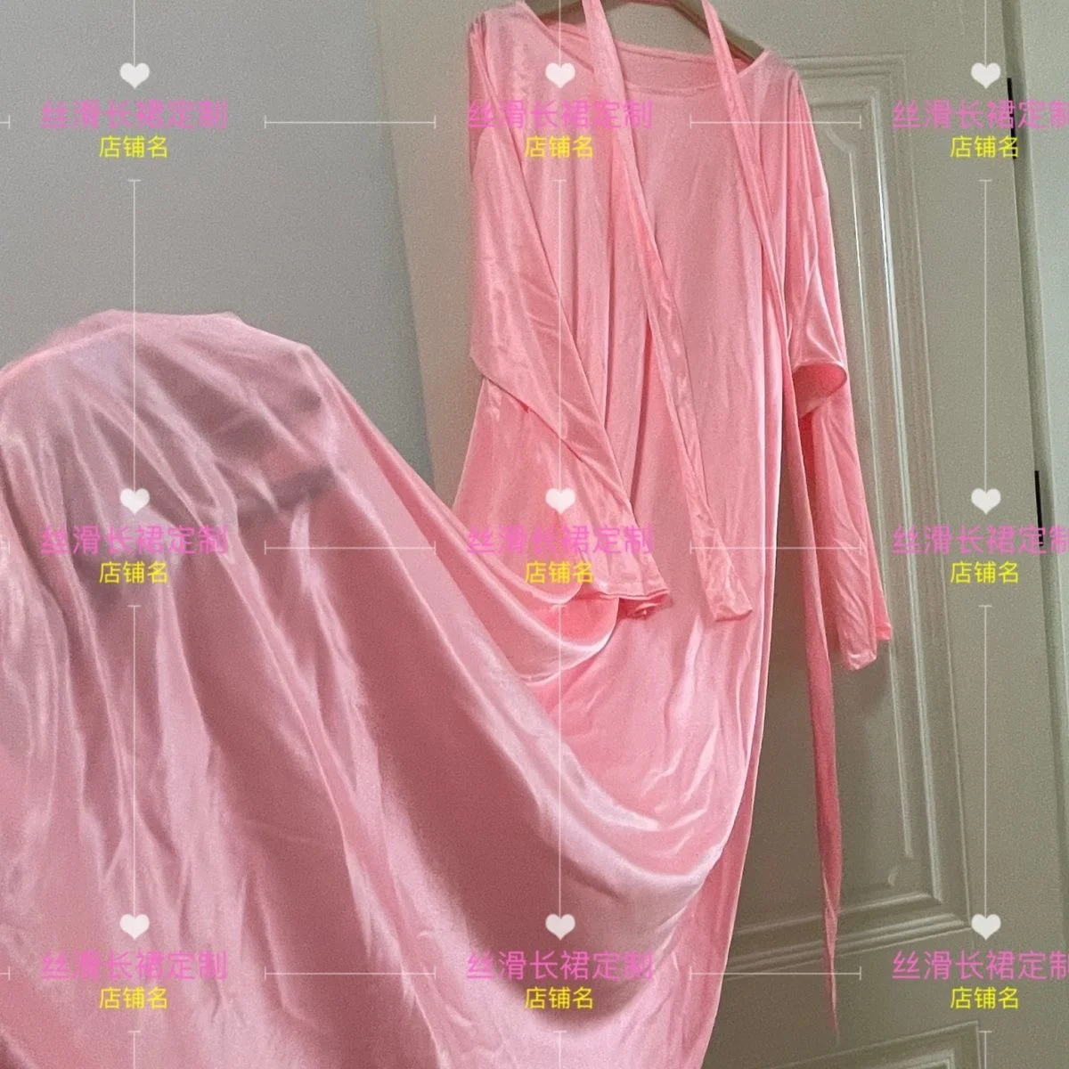 Spring Autumn Glossy Sexy Women Long Dress Satin Long Sleeve Loose Maxi Dress Sleeping Robe