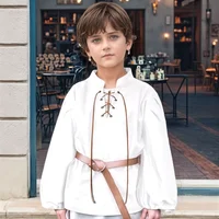 Chemise de Pirate médiévale pour garçons, Costume de la Renaissance à lacets pour Halloween, Jacobite écossaise, Ghillie, hauts Viking Colonial 1