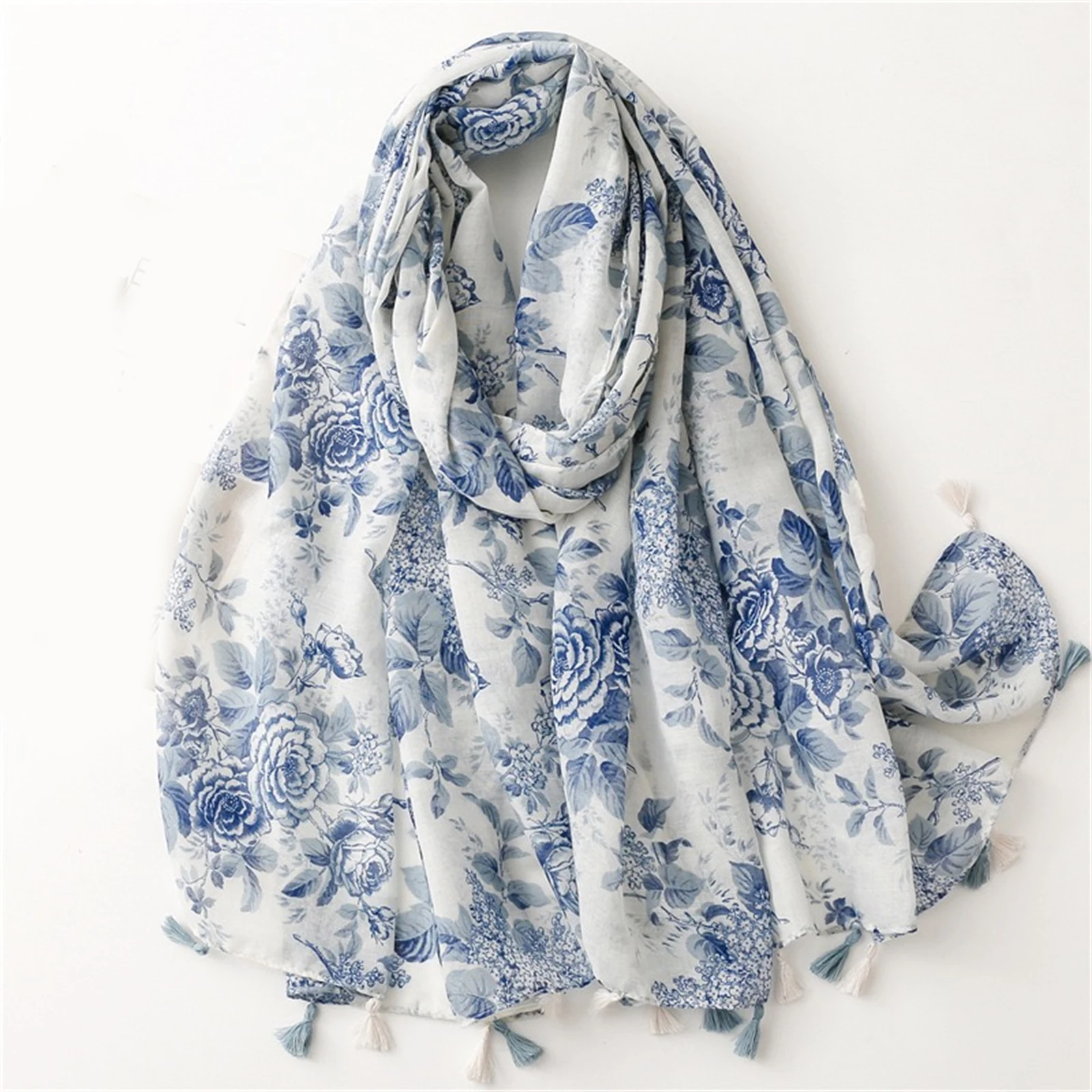 

180 * 90cm The Four Seasons Bandanna Outdoor Cotton And Linen Scarf Popular Print Fringe Beach Towel Fashion Muslim Headscarf