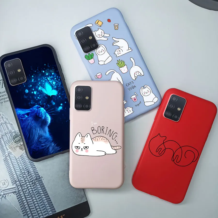 Custodia Per Gatti Dei Cartoni Animati Per Samsung Galaxy A51 A71 Custodia Per Telefono 4G Silicone Funda Carino Per Samsung A51 A71 A 51 71 A515F A71