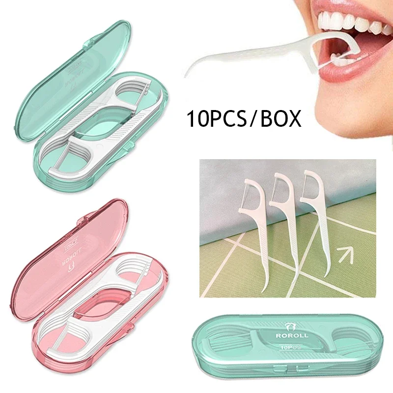 Dental Floss Stick 10Pcs/Box Floss Toothpick Set With Storage Case