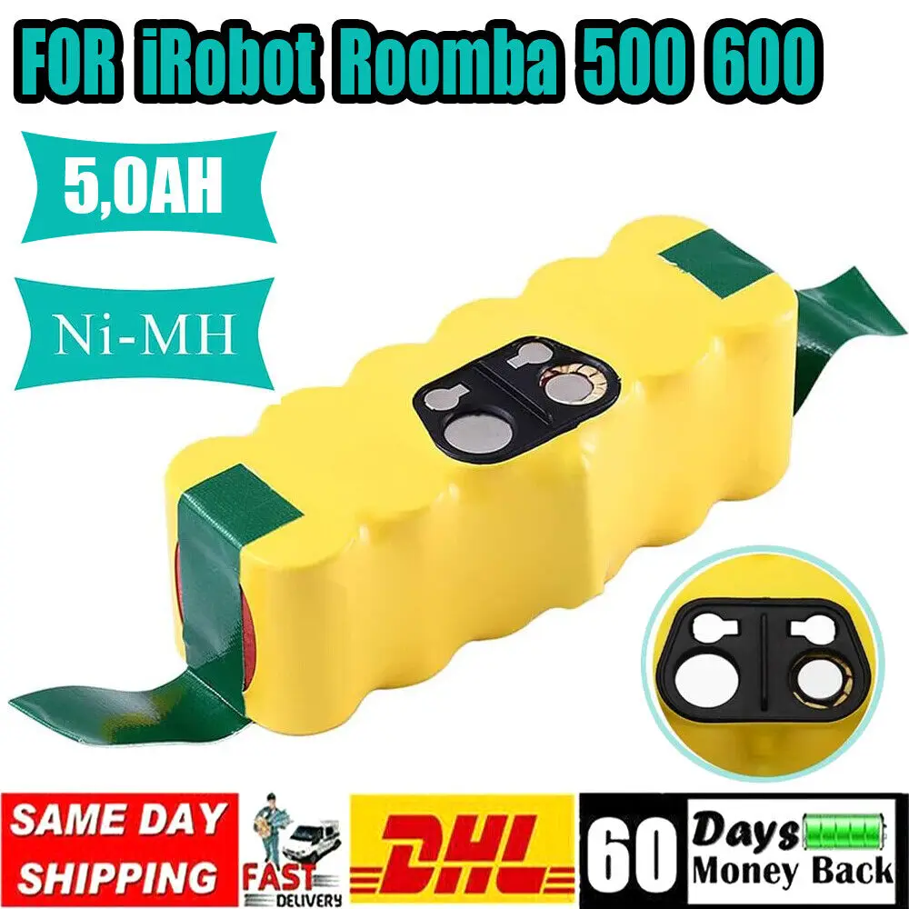 Batteria Ni-Mh 14.4V 5000Mah Per Irobot Roomba 500 510 530 550 560 600 760 610 770 620 630 570 580 550 Scooba