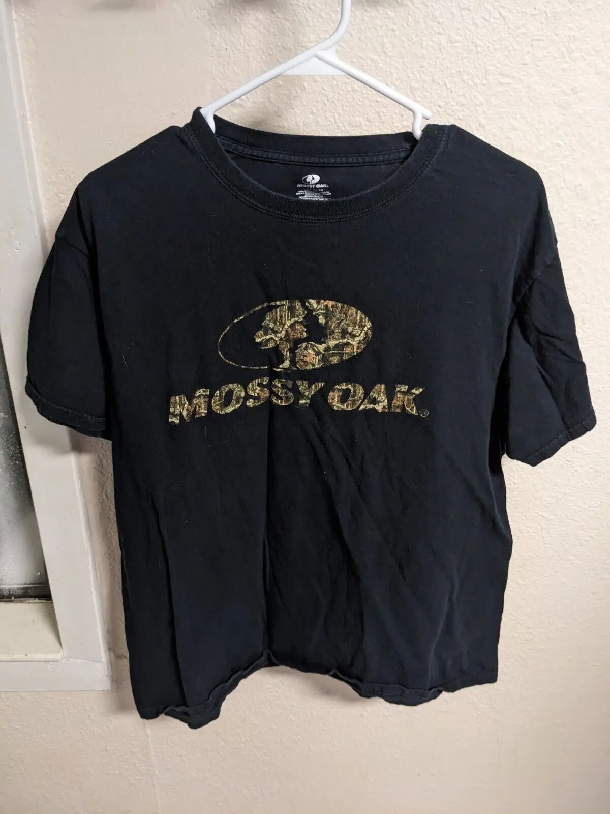 Camicia Di Quercia Mossy Adulto Grande Nero Camo Logo Manica Corta Girocollo Tee Mens