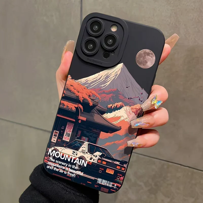 Sleek Black Mountain Phone Case with Innovative Design