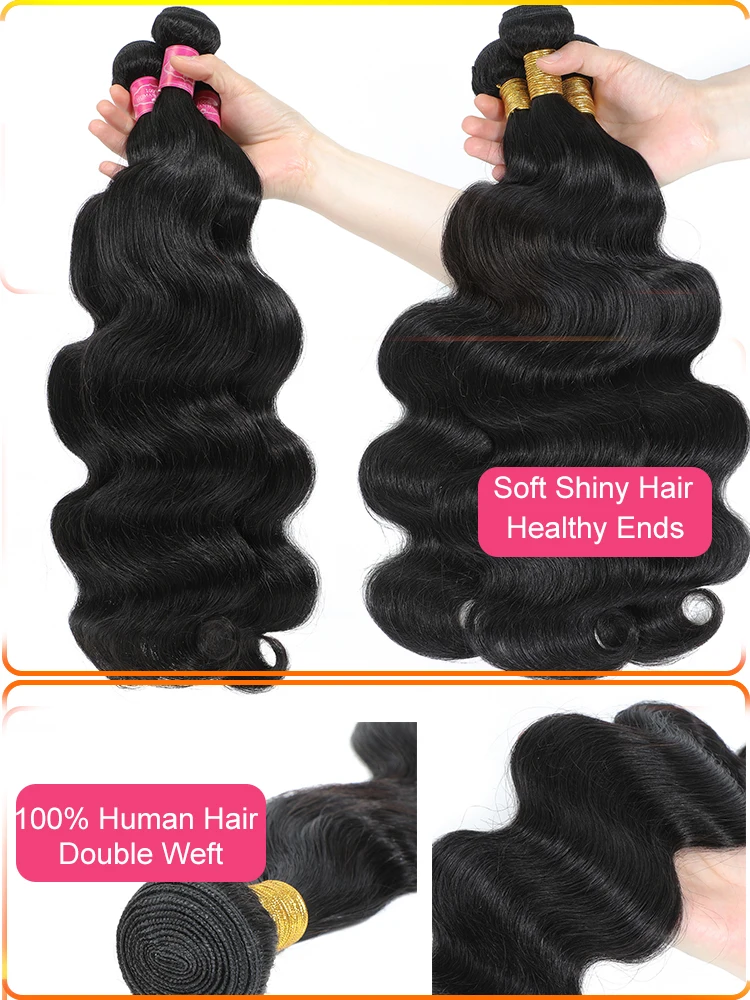 Human Hair Bundles 30 40 Inch Body Wave Bundles Human Hair Brazilian Hair Water Wavy Weave 1 3 4 Bundles Women Deal