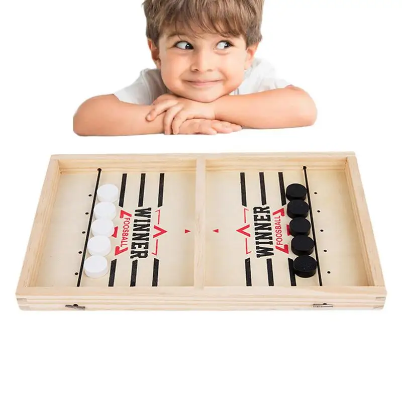 Wooden Hockey Game Wooden Slingshot Games Toy Desktop Battle Toy Winner Board Games Paced Toys Interactive Chess Toy Board Table large sling puck game foosball winner board game wooden hockey table game fast paced slingshot game board rapid sling table battle speed string pu