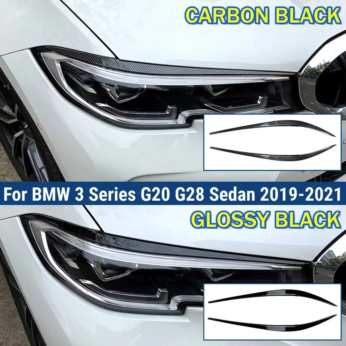 

Автомобильные Налобные веки для бровей для BMW 3 серии G20 G28 седан 2019-2021 ABS глянцевые черные крышки из углеродного волокна пластиковые аксессуары