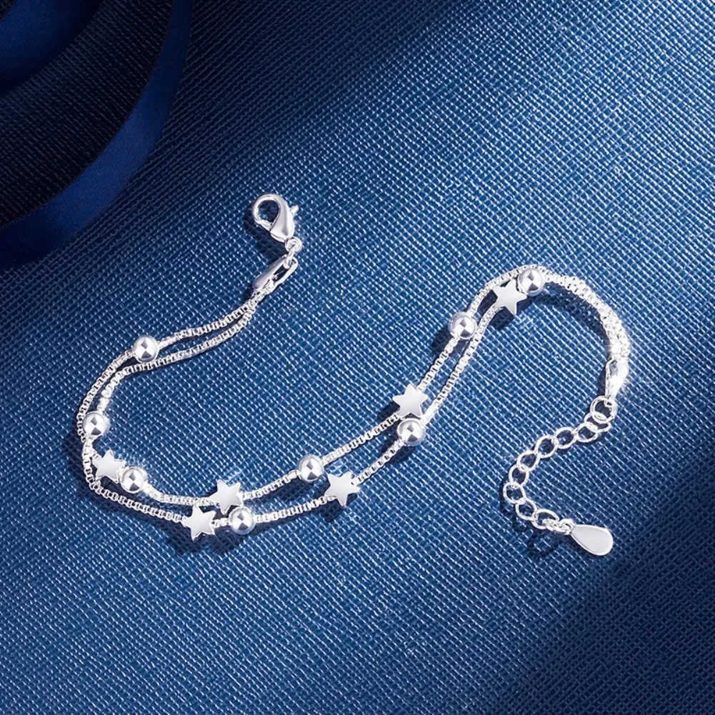 

New 925 Sterling Silver Fine Stars Bracelets for Women Fashion Original Designer Party Wedding Accessories Jewelry Gifts
