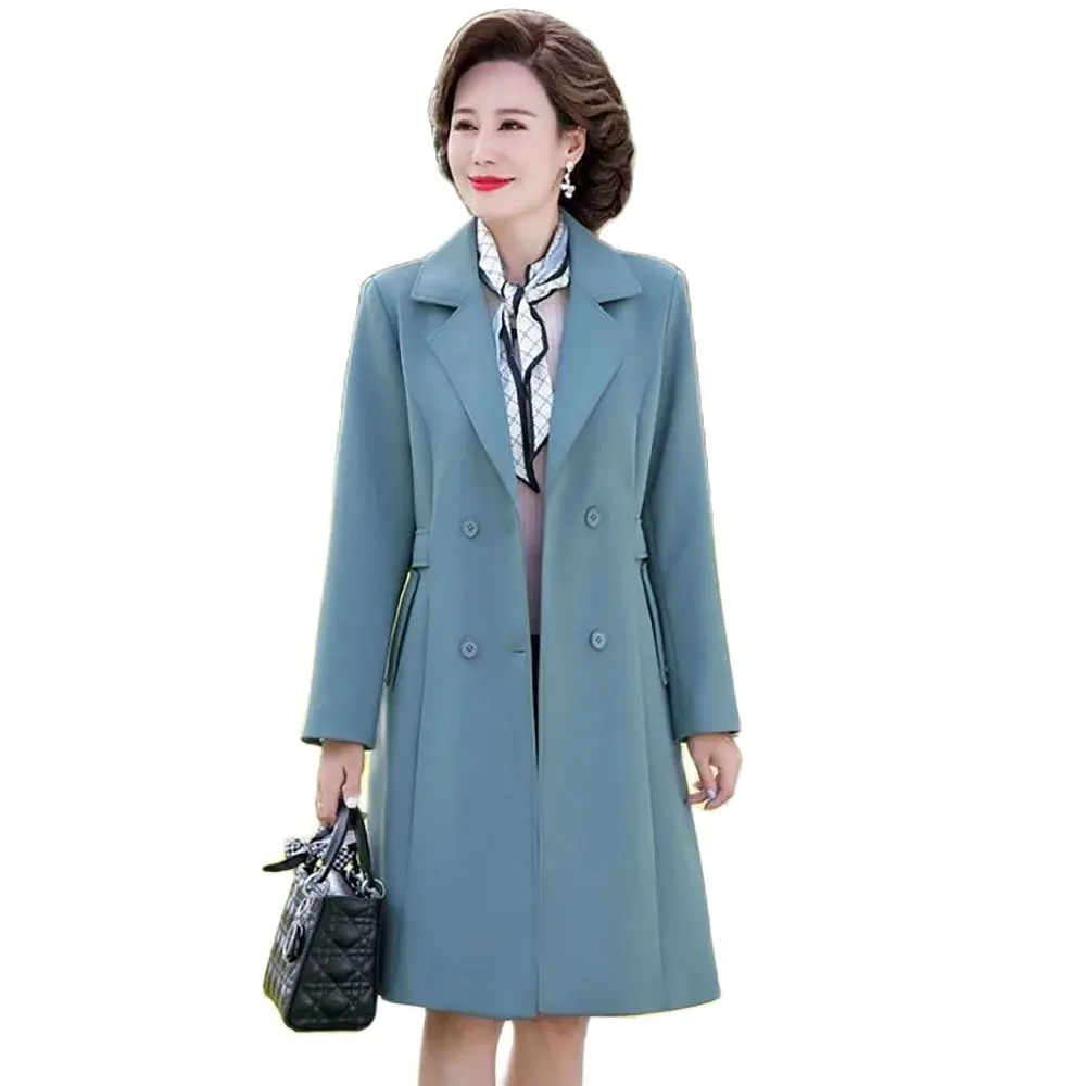 Spring And Autumn Dress Slim-fit Windbreaker Long Western Style Fashion Middle-aged And Old Women With Noble Temperament Coat .