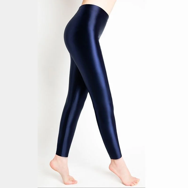 Capris Glossy Shiny Plus Size Leggings Womens Ice Silk Fiess Leggings  Running Workout Yoga Pants Tight Bottoms From 13,59 €