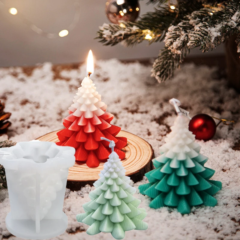 

Multiple Christmas Tree Shaped Candle Silicone Molds,Diy Christmas Gift Candle Making,Snowman Soap Paste,Resin Baking Tools,