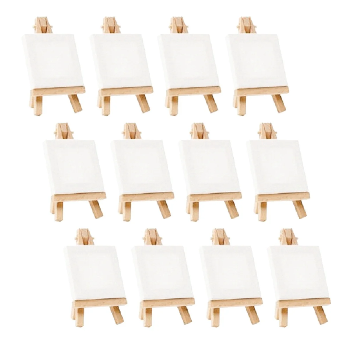 

12Pcs Artists Mini Easel +3 Inch X3 Inch Mini Canvas Set Painting Kids Craft Diy Drawing Small Table Easel for School
