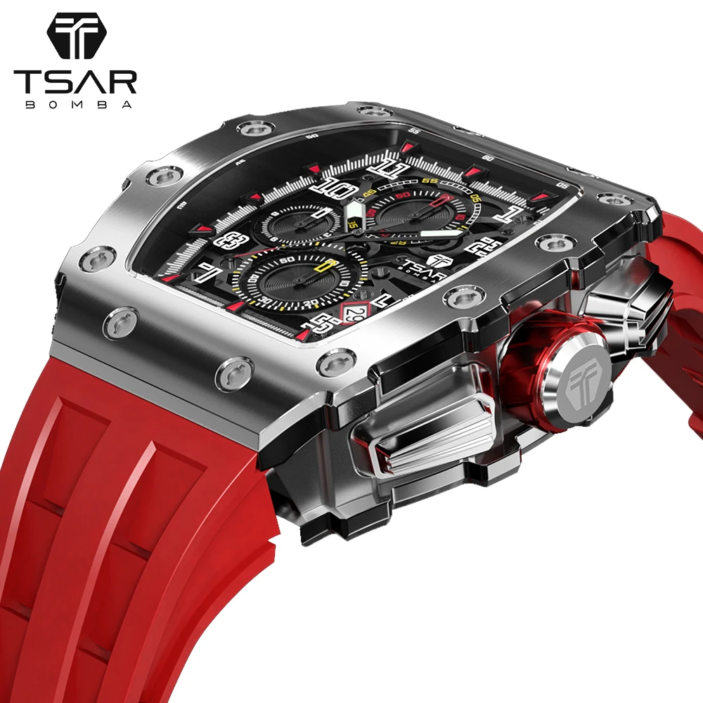 Czar Bomba Rel gio Masculino Marca Superior Luxo Tonneau Rel gio 50m 