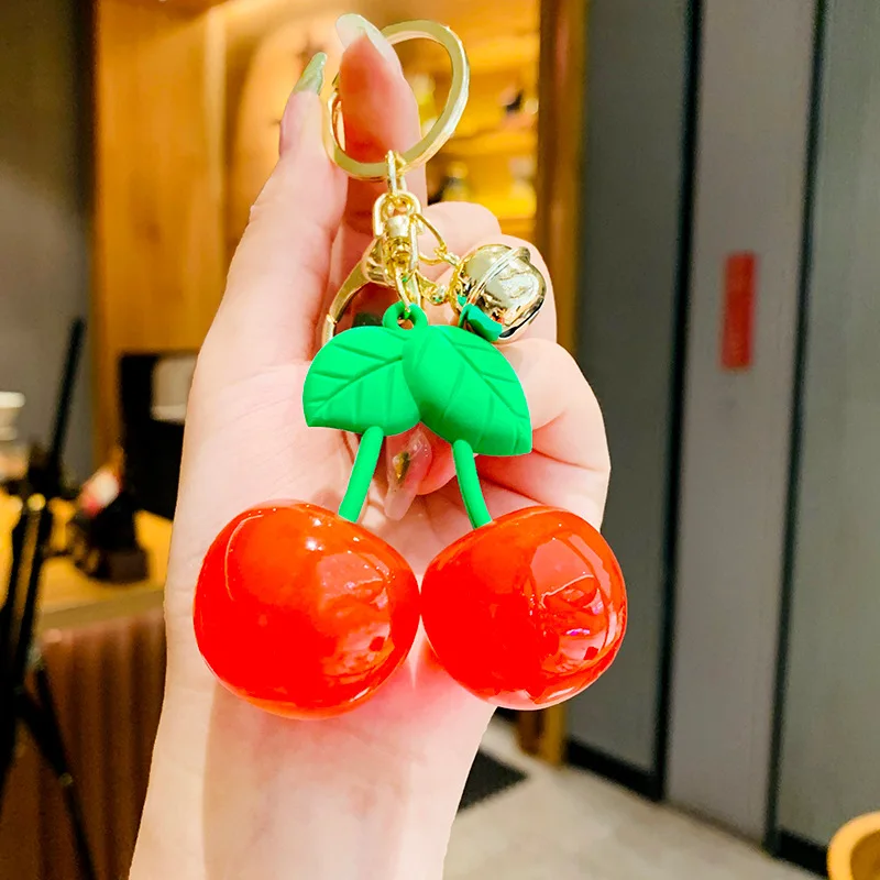 New Cherry Keychain Creative Cartoon Fruit Ins Style Women Bag Pendant Key  Chain Wristlet Kawaii Keychain Keychain for Girl