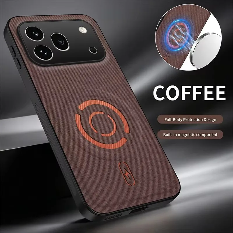 Fabric Cloth PU Leather Magnetic Shockproof Nonslip Case with Camera Protection