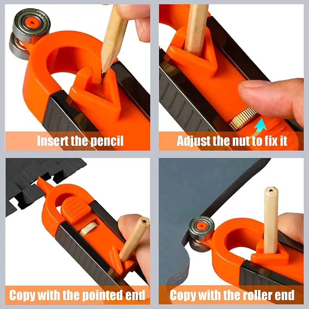 Contour Gauge Profile Scribing Ruler Irregular With Lock Adjustable Locking Precise Woodworking Measuring
