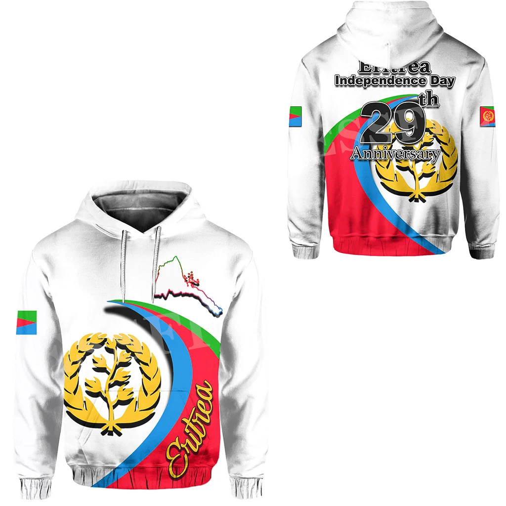 Custom Name Africa Country Eritrea Flag Retro Tribe Tracksuit Harajuku 3DPrint Streetwear Pullover Casual Funny Jacket Hoodies A