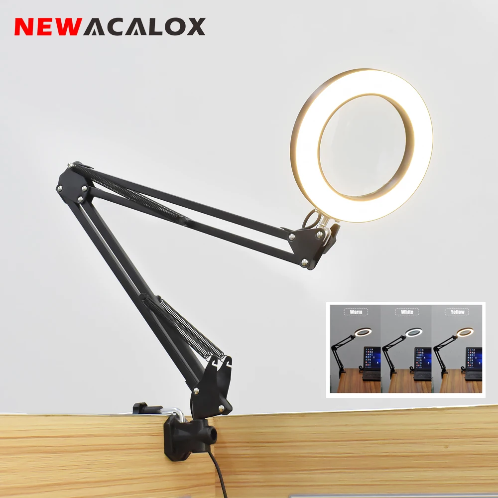 Magnetic Flexible Arm Illuminated Magnifier USB 3X LED Magnifying Glass  Desk Lamp for Soldering Iron Repair Reading Workbench - AliExpress