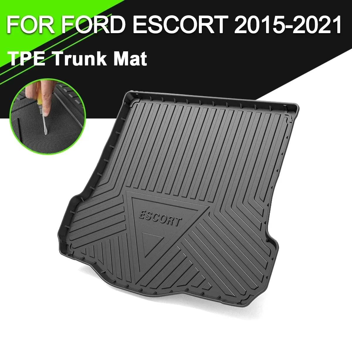 

Коврик для багажника автомобиля Ford Escort 2015-2021 TPE, водонепроницаемый нескользящий резиновый подкладка для груза, аксессуары