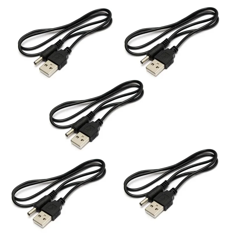 Wholsale Lot 5pcs USB 2.0 Male to DC Power Jack Plug Size 3.5mm x 1.35mm Cord Charging Charger Cable for Digital Massager