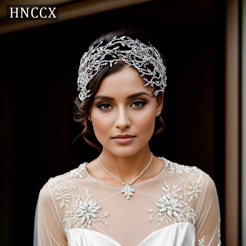 

HNCCX Shiny Crystal Brides Headband Princess Silver Color Party Headpiece Luxury Designer Hair Accessories CP421