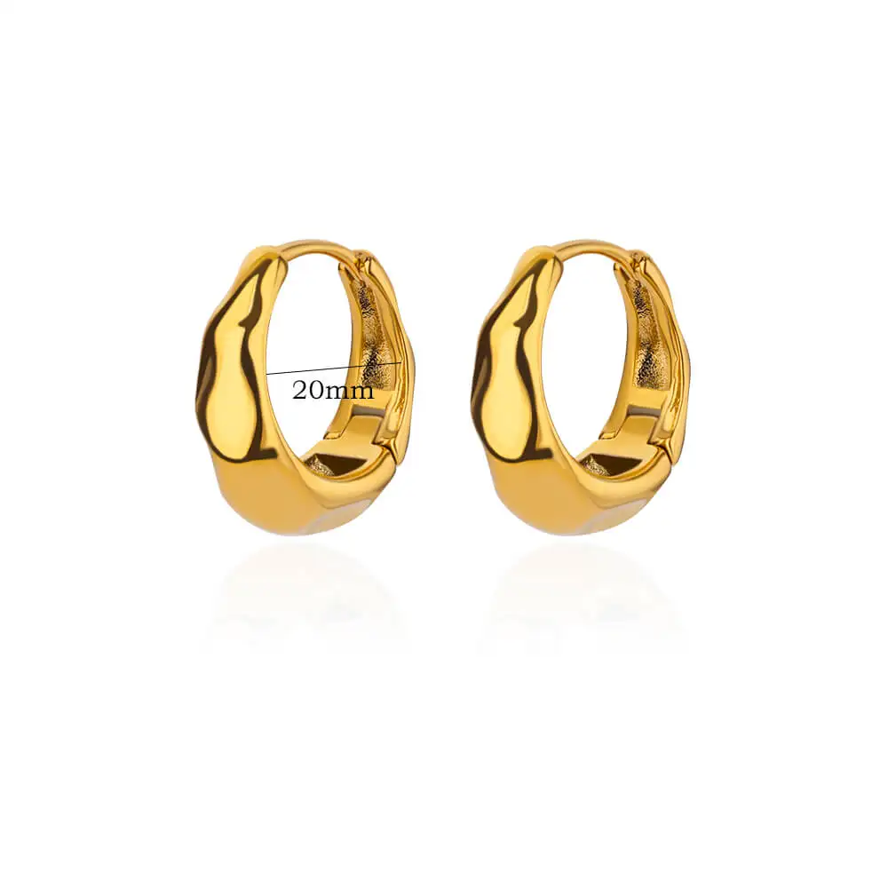 Steel Earrings Irregular Texture Gold for Women Jewelry Accessories Gift