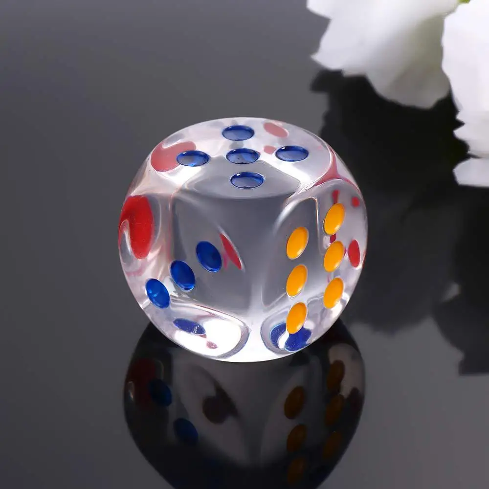 

Toy Gift Colorful Puzzle Game 35mm Board Games Transparent Dice Playing Games Game Toys Square Point Dice D6 Dice 6 Sided Dice