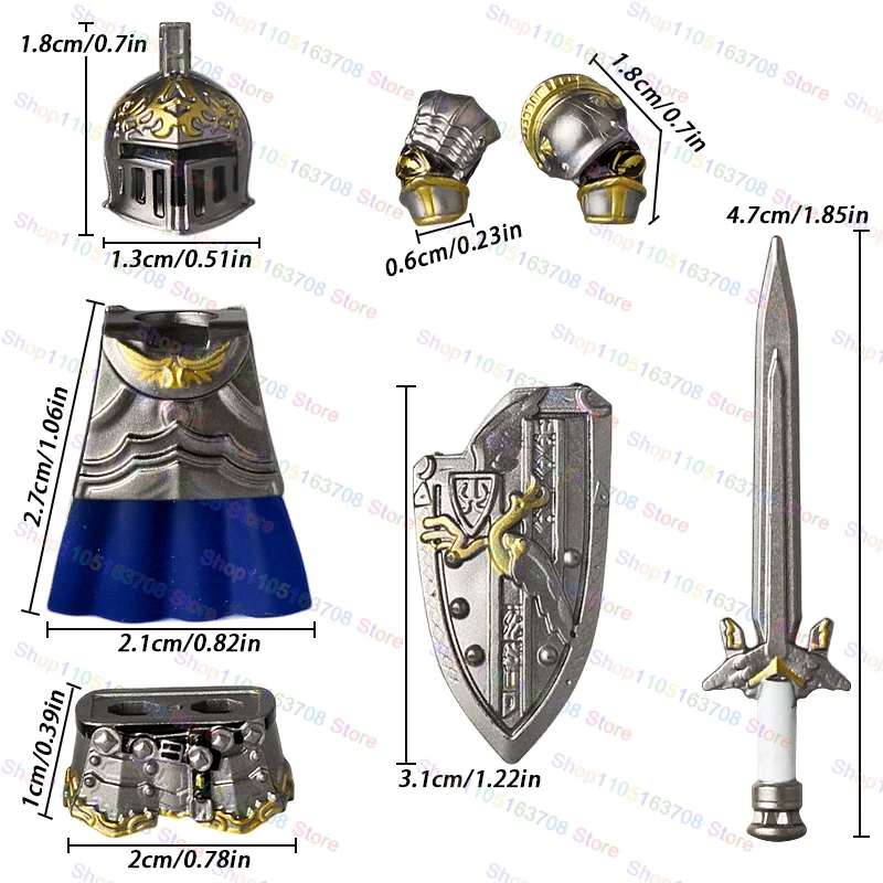 Deluxe Medieval Knight Action Figures with Armor & Accessories - Building Block Set