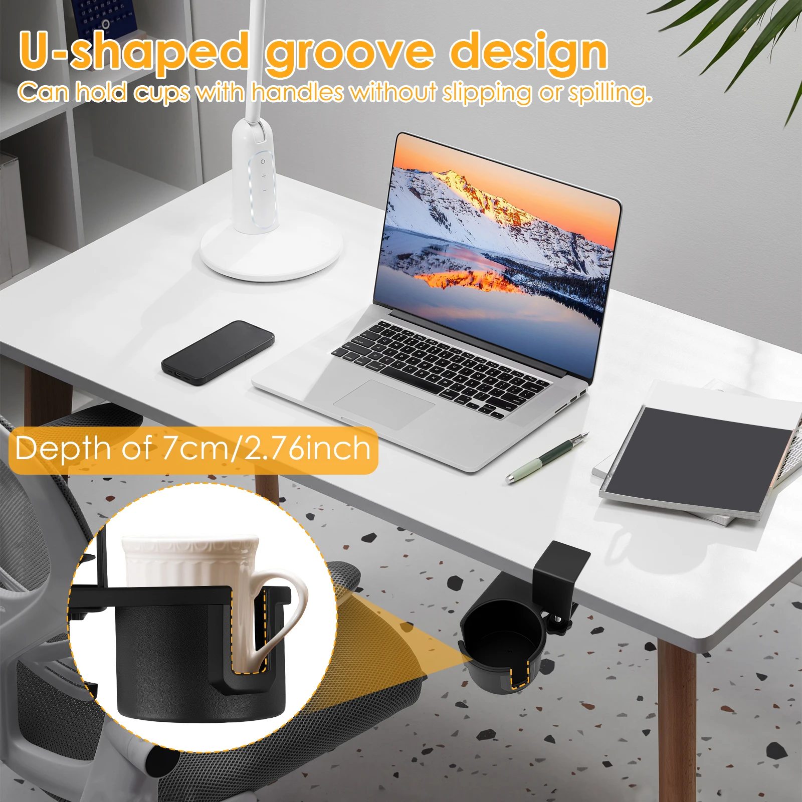 ABS Rotating Desk Cup Holder Table Clamp
