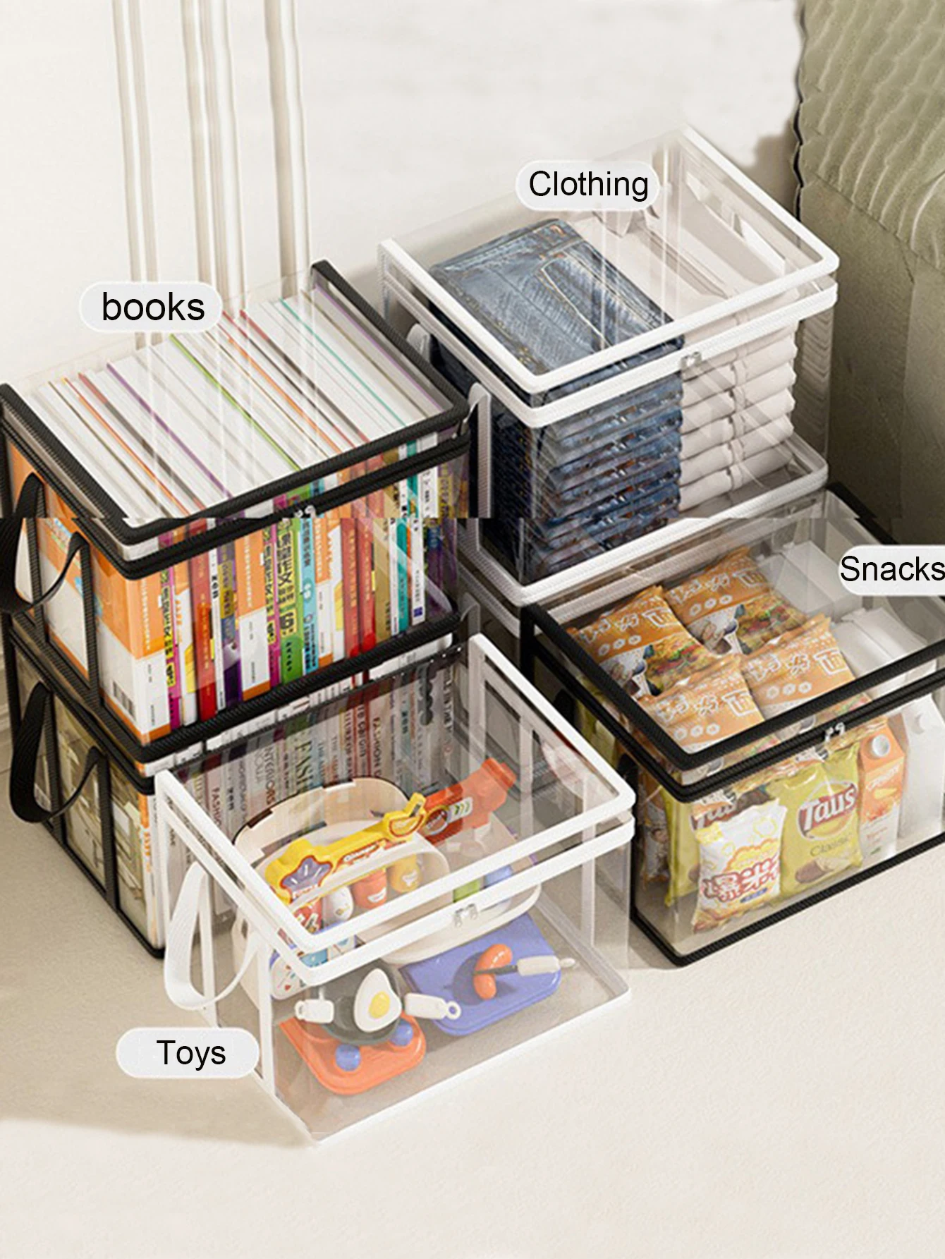 Faltbare Wasserdichte Buchaufbewahrungsbox, Großräumiger Buchorganizer für Studenten, Zuhause, Schule und Wohnheim, Tragbare PVC-Buchtasche – Detail 3