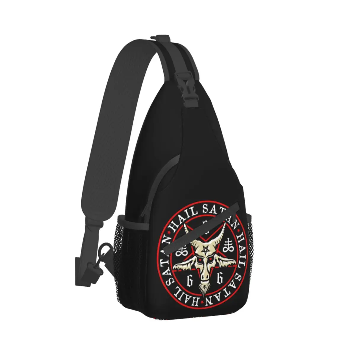 

Hail Satan Baphomet In Occult Inverted Pentagram Sling Bags Chest Crossbody Shoulder Sling Backpack Travel Daypacks Pattern Pack