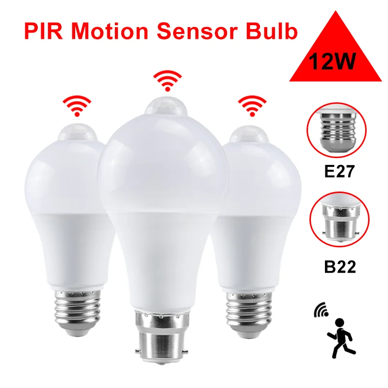 14Pcs 12W E27 LED Motion Sensor Bulb LED Lamp PIR Sensor Light B22